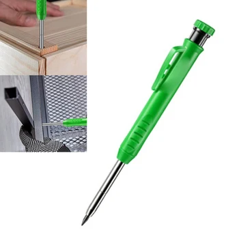 1 шт. Плотницкий карандаш с стержнями для заправки и встроенной точилкой для маркера глубоких отверстий для металла / пластика / стекла / дерева / бумаги