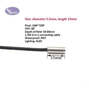 1MP диаметр 5,5 мм трубчатый эндоскоп из нержавеющей стали FOV80 ゚кабель 3-в-1 USB-зонд для эндоскопа EZ-EN55S-R