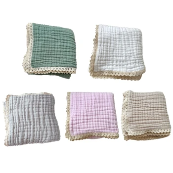 Безопасное и удобное одеяло для новорожденных Хлопковое марлевое одеяло с нежной кружевной отделкой Одеяло для новорожденных пеленок для дропшиппинга