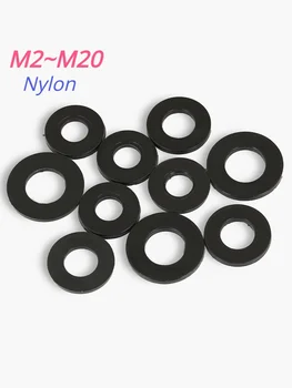 Черная нейлоновая прокладка пластиковая шайба изолированная пластиковая круглая плоская шайба M2 / M2,5 / M3 / M4 / M5 / M6 / M8 / M10 / M12 / M14 / M16 / M18 / M20